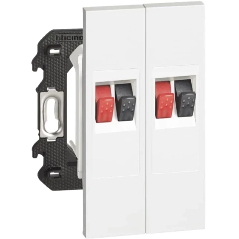 Розетка акустическая стерео 2 канала 2 модуль. Цвет Белый. Bticino серия Living Now