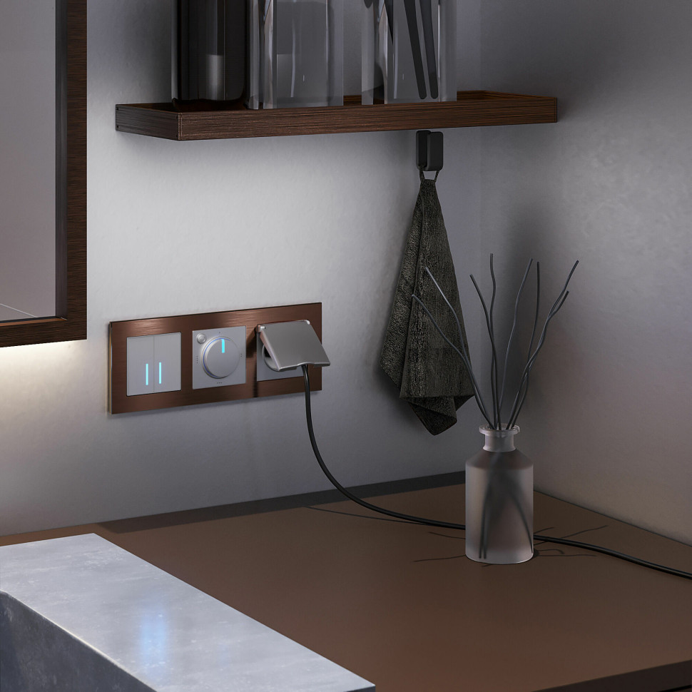 Сенсорный выключатель двухклавишный с подсветкой 1000 Вт серебряный W4520006