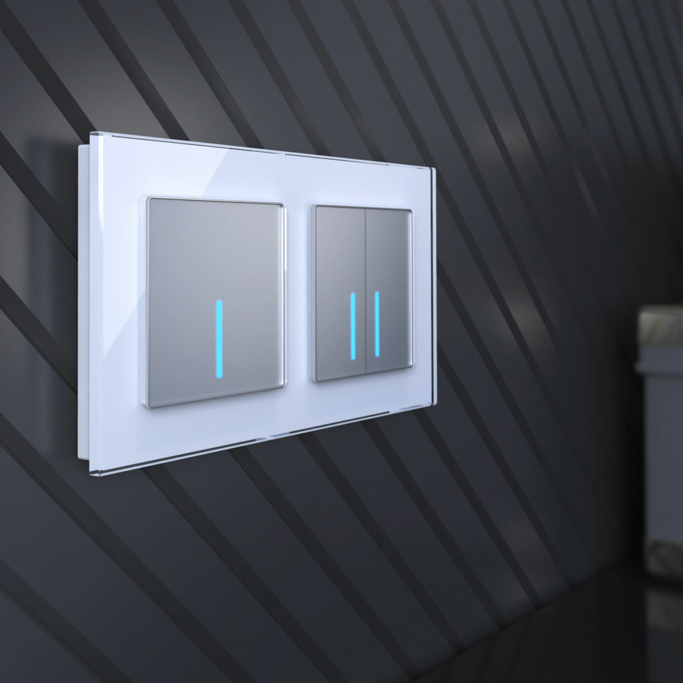 Сенсорный выключатель двухклавишный с подсветкой 1000 Вт серебряный W4520006