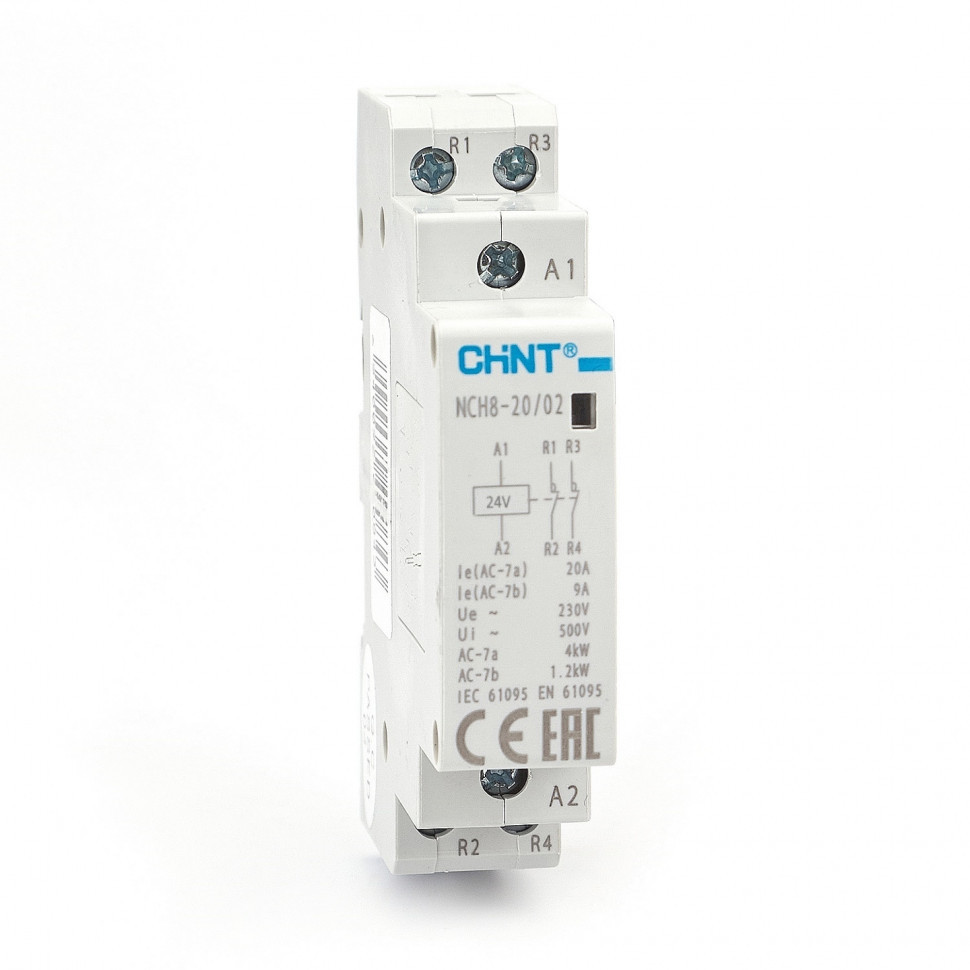 Модульный контактор CHINT NCH8-20/02 20A 2НЗ AC 24В/230В 50Гц 256097