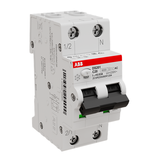 Дифференциальный автомат ABB DS201 C20 AC30 1P+N 20A 30мА 2CSR255080R1204