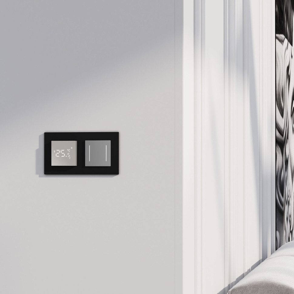 Умный сенсорный выключатель двухклавишный серебряный W4523006