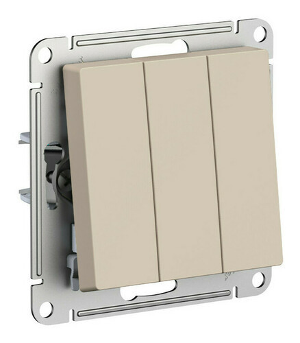 Выключатель трехклавишный Schneider Electric Atlas Design песочный ATN001231