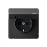 Розетка силовая со шторками и крышкой IP44, Schneider Electric Art Gallery Карбон GAL441046