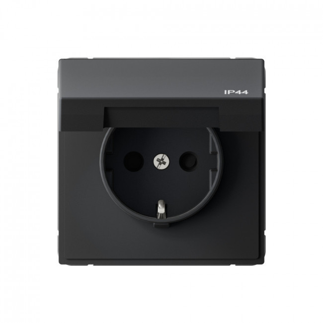 Розетка силовая со шторками и крышкой IP44, Schneider Electric Art Gallery Карбон GAL441046