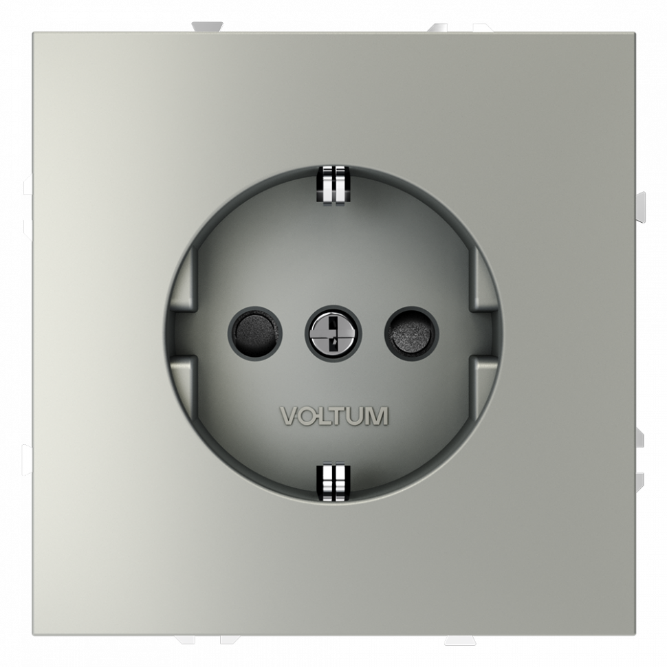 Розетка встраиваемая VOLTUM S70 с заземлением и защитными шторками, 16А, (сталь) VLS040205
