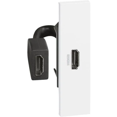 Розетка HDMI с предварительным подключением 1 модуль. Цвет Белый. Bticino серия Living Now