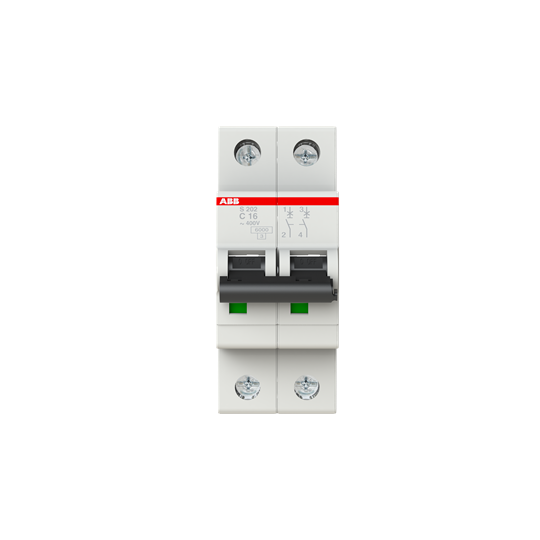 Автоматический выключатель ABB S202-C16 2P 6kA 16А 2CDS252001R0164