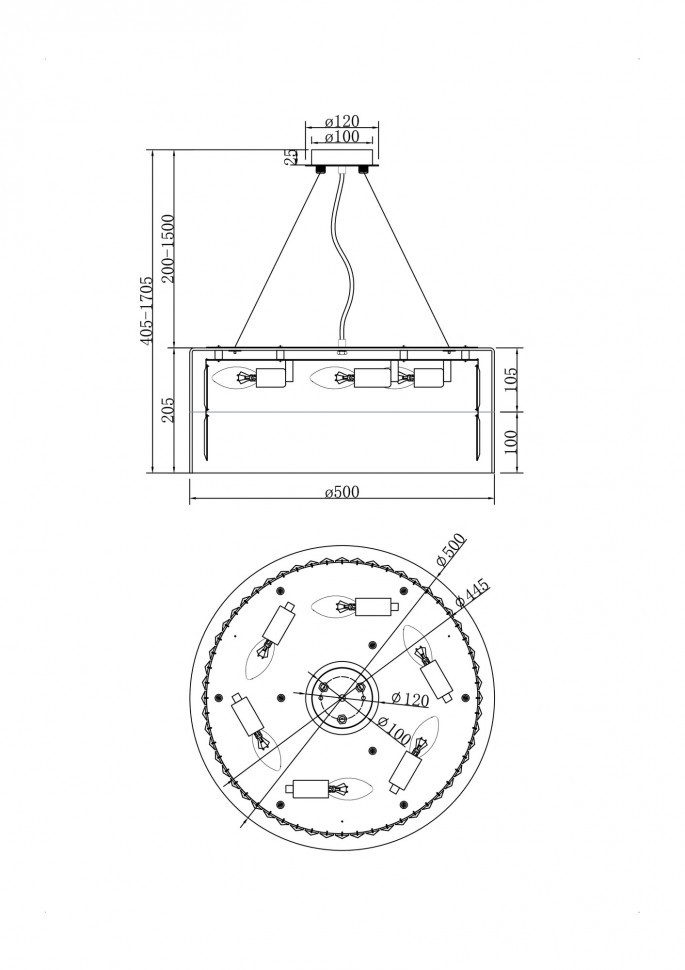 Подвесной светильник Maytoni MOD313PL-06CH
