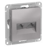 Розетка двойная Systeme Electric Atlas Design RJ-45 кат. 5е, алюминий ATN000385