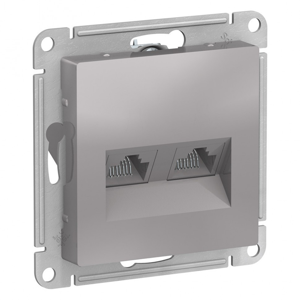 Розетка двойная Systeme Electric Atlas Design RJ-45 кат. 5е, алюминий ATN000385