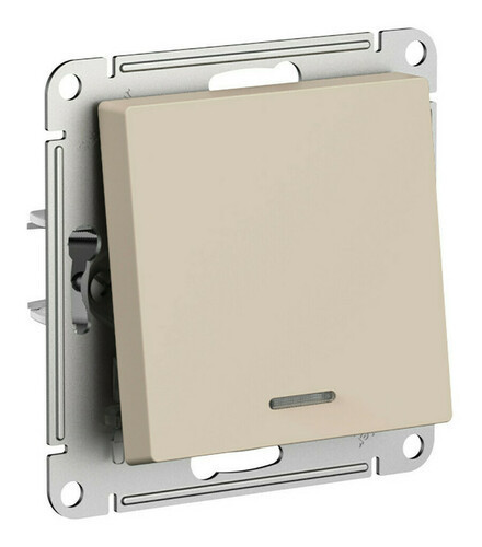 Выключатель одноклавишный Schneider Electric Atlas Design с подсветкой, песочный ATN001213