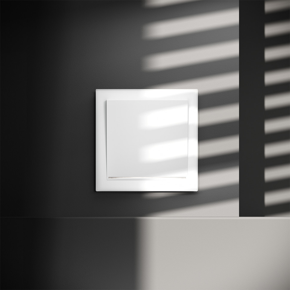 Выключатель встраиваемый VOLTUM S70 одноклавишный с подсветкой 10А, (белый матовый) VLS010202