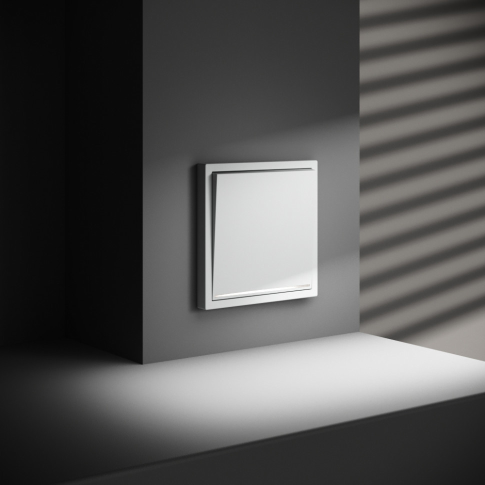 Выключатель встраиваемый VOLTUM S70 одноклавишный с подсветкой 10А, (белый матовый) VLS010202