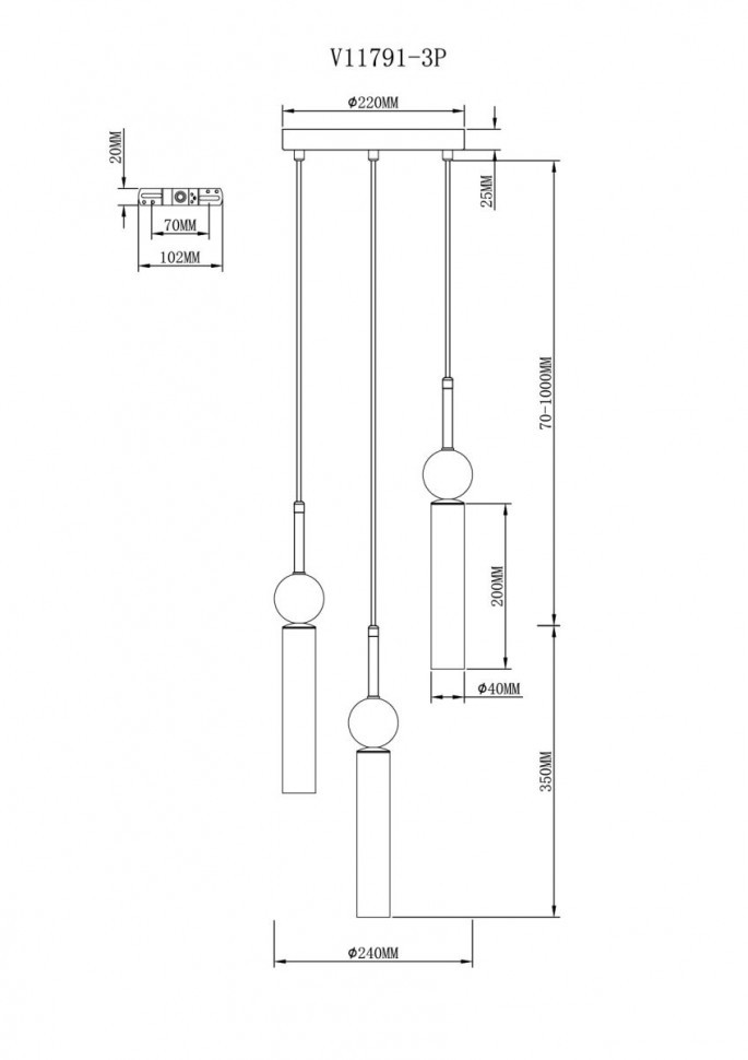 Подвесной светильник Moderli Illis V11791-3P
