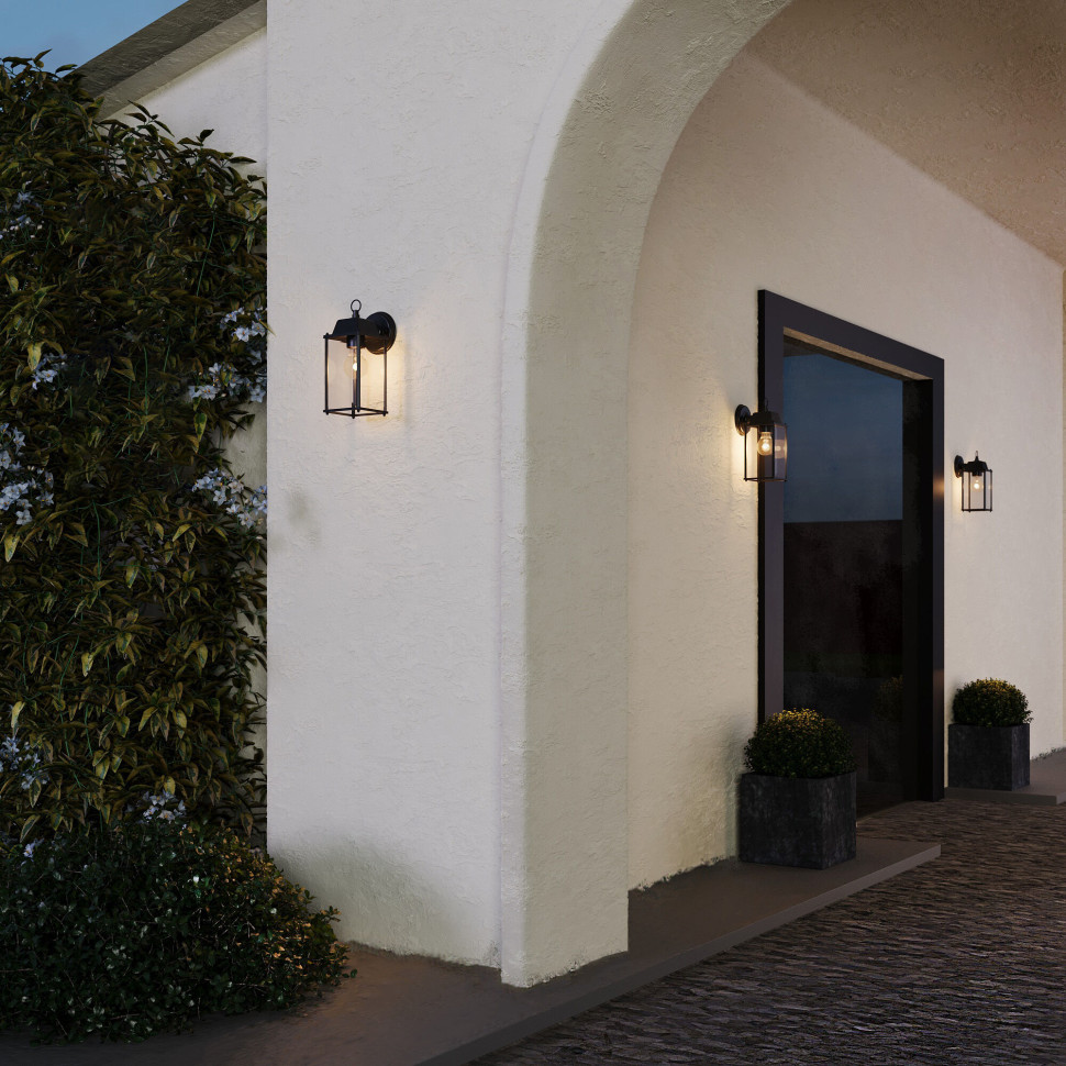 Уличный настенный светильник Brick черный IP33 1008D черный