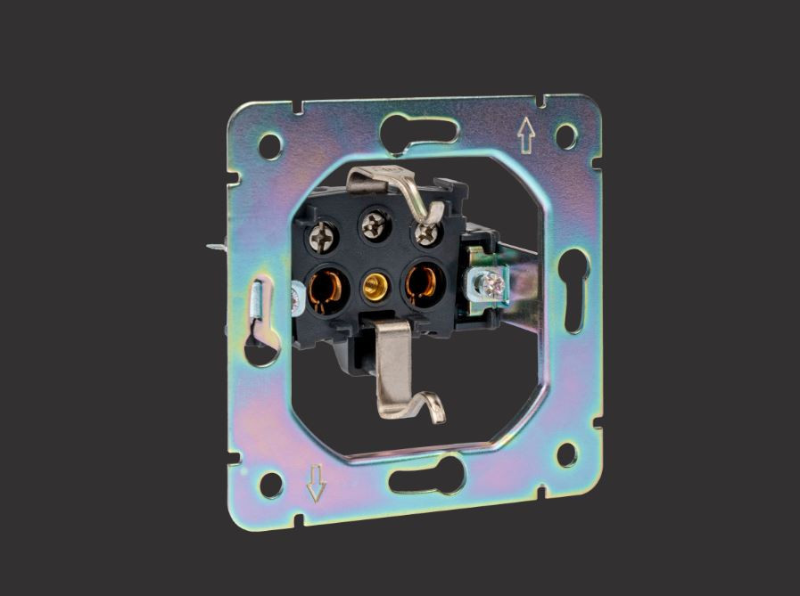 KRANZ Розетка STRONG 1-ая с/з с/у, со шторками и крышкой 16А антрацит KR-78-0702-5