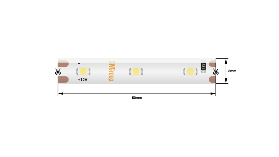  SWG Standard Светодиодная лента 3528, 60 LED/м, 4,8 Вт/м, 12В , IP20, Цвет: Красный, SWG360-12-4.8-R-M