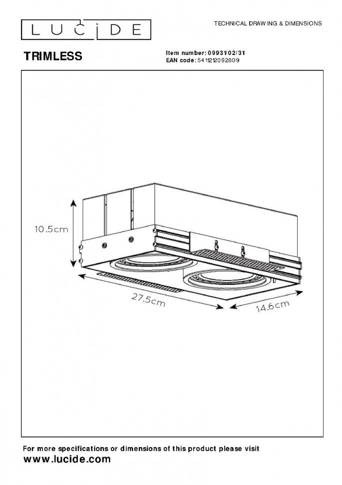 Встраиваемый светильник Lucide Trimless 09931/02/31