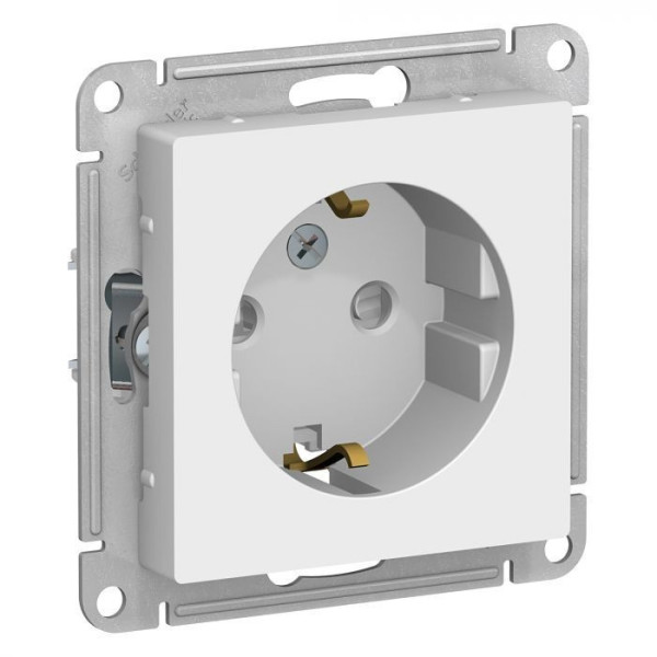 Розетка силовая Systeme Electric Atlas Design со шторками, белая ATN000145
