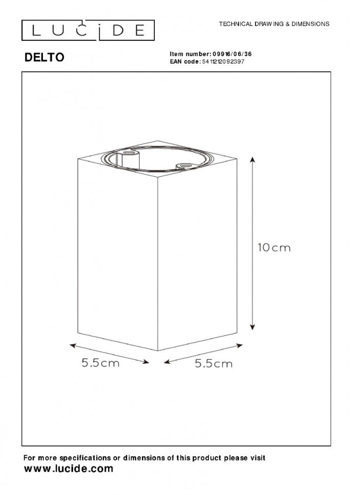 Накладной светильник Lucide Delto 09916/06/36