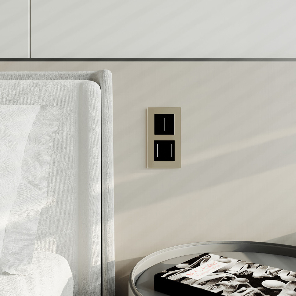 Умный сенсорный выключатель двухклавишный (черный) W4523008