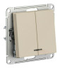 Выключатель двухклавишный Schneider Electric Atlas Design с подсветкой, песочный ATN001253