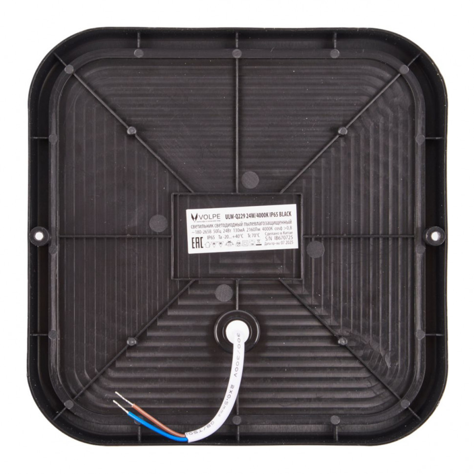 Накладной светильник влагозащищенный Volpe ULW-Q229 24W/4000K IP65 BLACK UL-00013195
