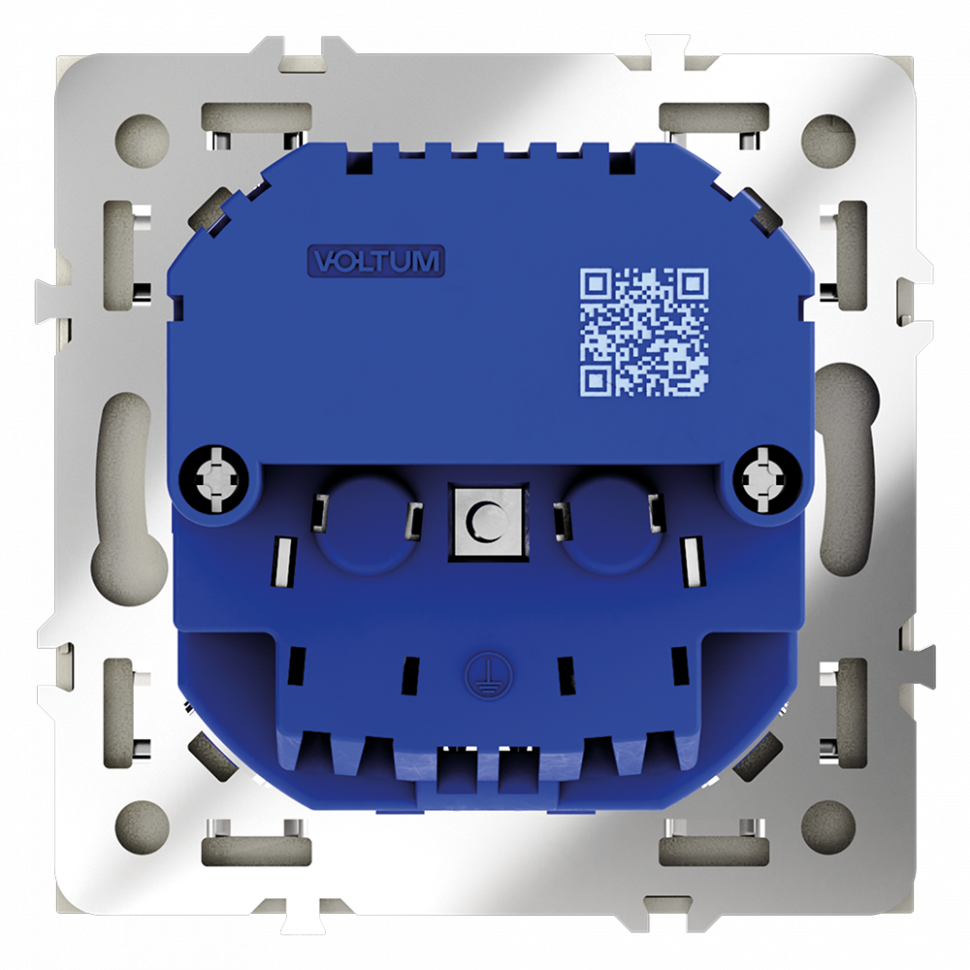 Розетка встраиваемая VOLTUM S70 с заземлением и защитными шторками, 16А, с USB, A+С, (сталь) VLS040505