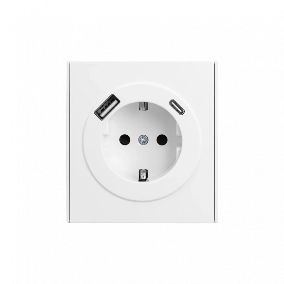 KRANZ Розетка STRONG 1-ая с/з с/у з/ш 16А с USB A+C быстрой зарядки 5В/3А жемчуг KR-78-0704-4