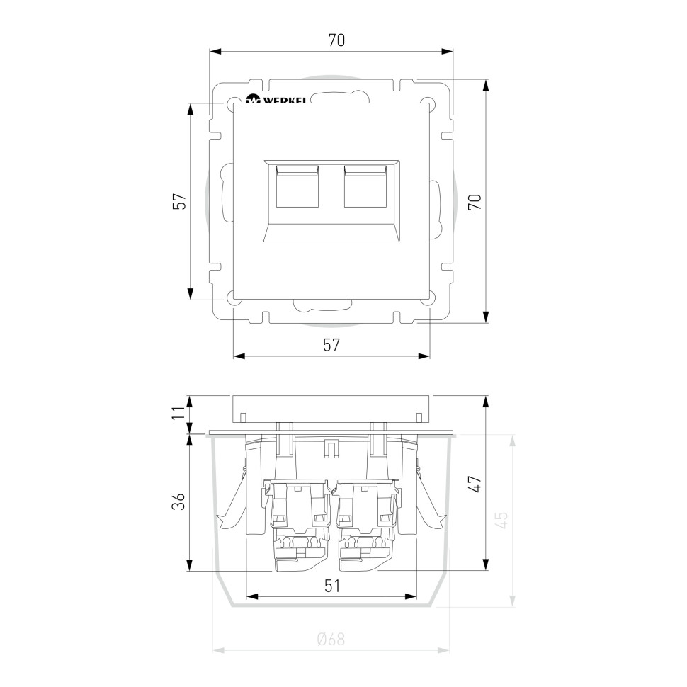 Розетка двойная Ethernet RJ-45 серебряный W1181106