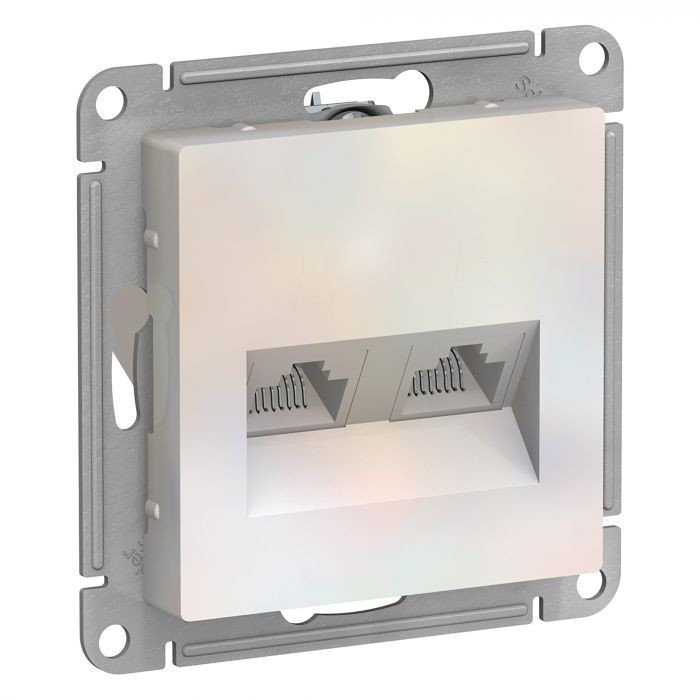 Розетка двойная Systeme Electric Atlas Design RJ-45 кат. 5е, жемчуг ATN000485