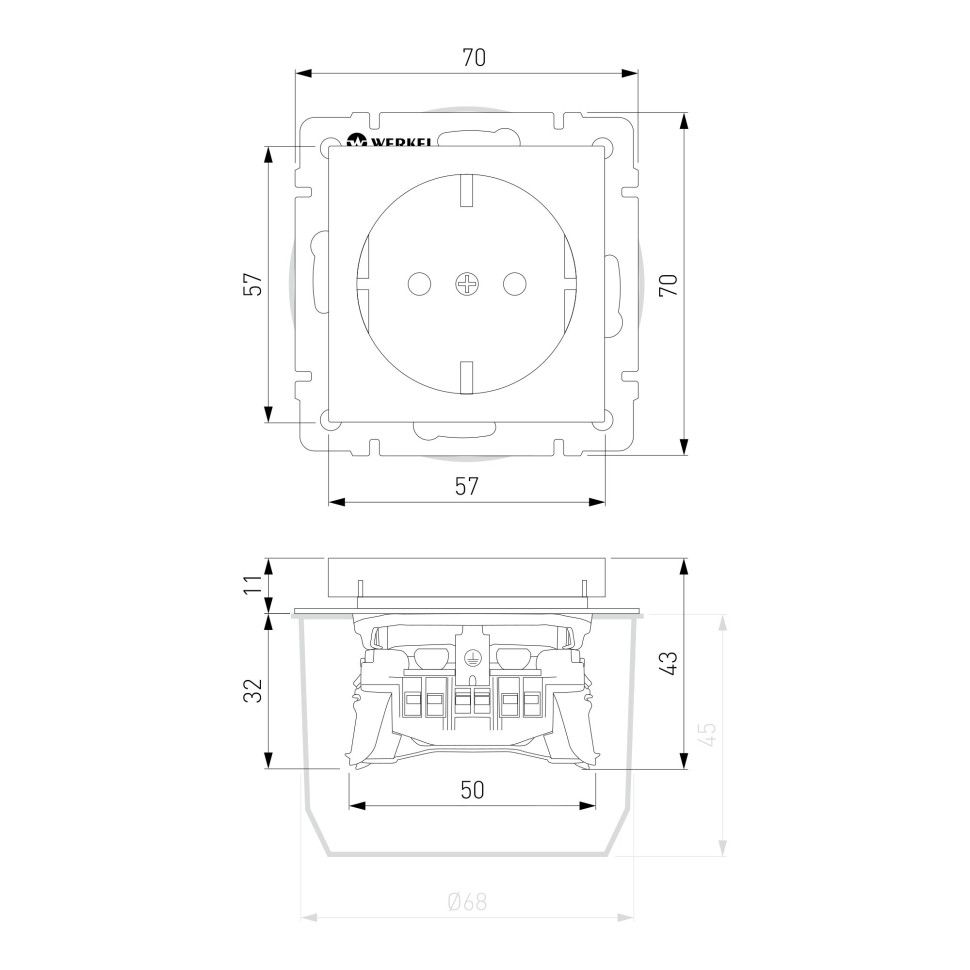 Розетка с заземлением и шторками (графит матовый) W1171164