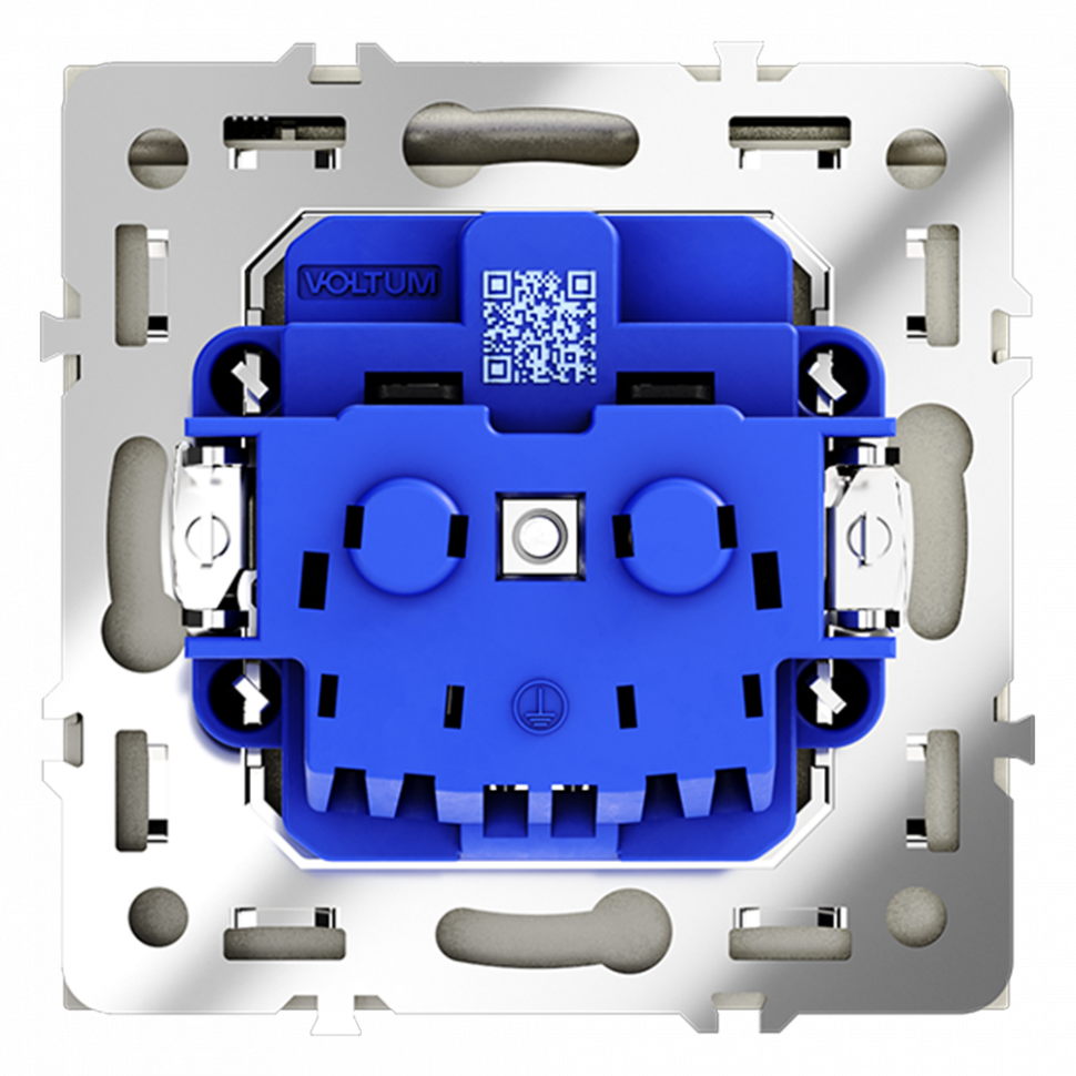 Розетка встраиваемая VOLTUM S70 с заземлением, защитными шторками и крышкой 16А, (сталь) VLS040305