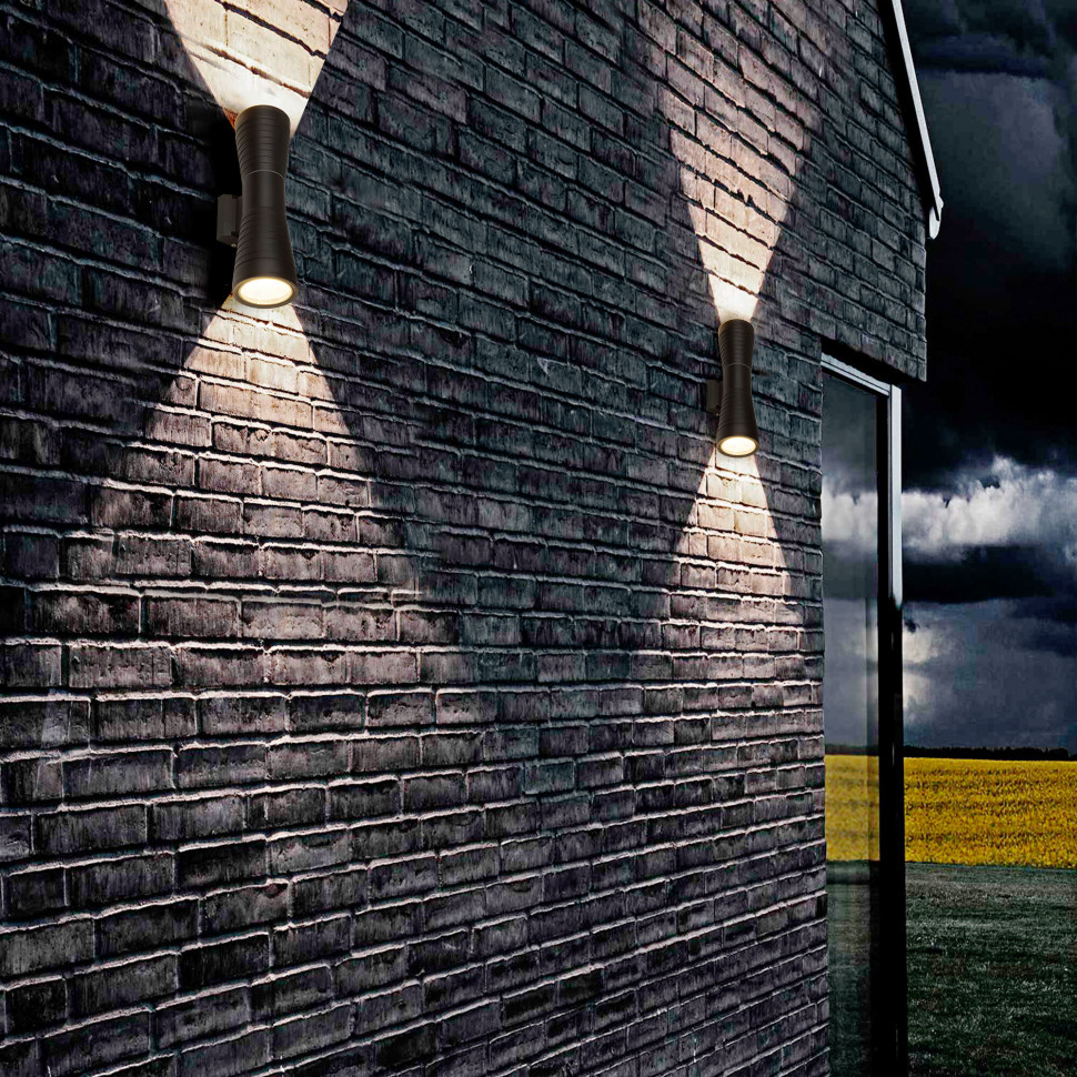 Настенный светодиодный светильник Tube double черный IP54 1502 TECHNO LED