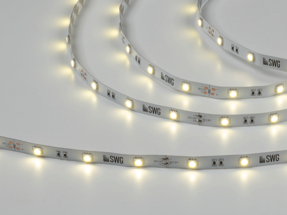  SWG Standard Светодиодная лента 5050, 30 LED/м, 7,2 Вт/м, 12В , IP20, Цвет: Нейтральный белый, SWG530-12-7.2-NW-M