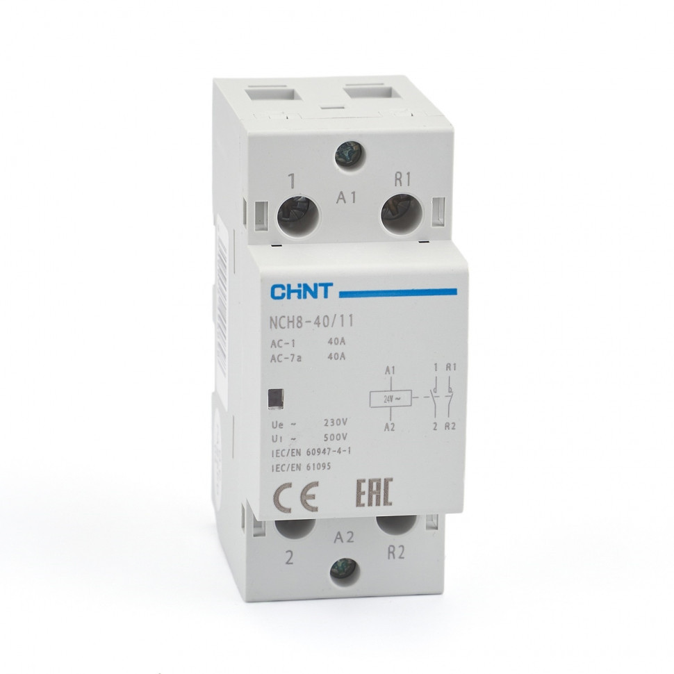 Модульный контактор CHINT NCH8-40/11 40А 1НЗ+1НО 24В/230В — купить в Москве, характеристики