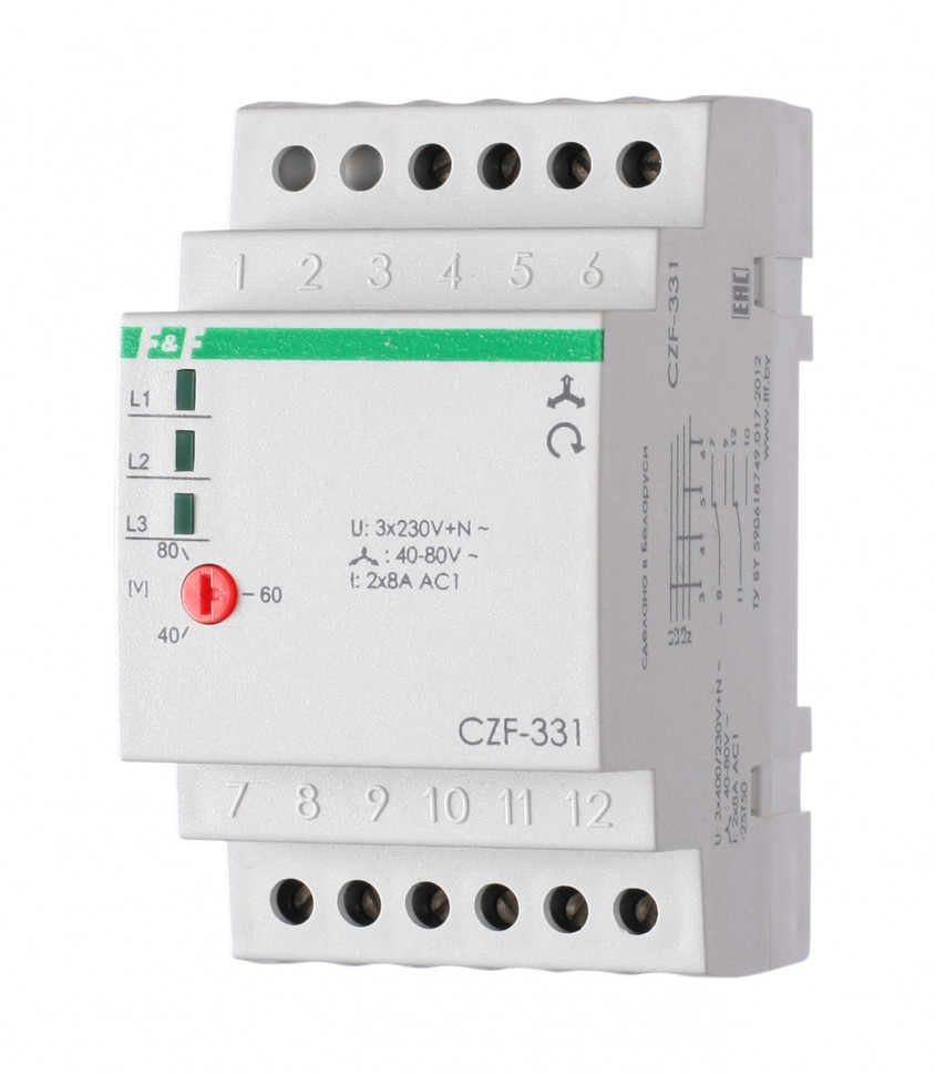 Реле контроля наличия, асимметрии фаз CZF-331