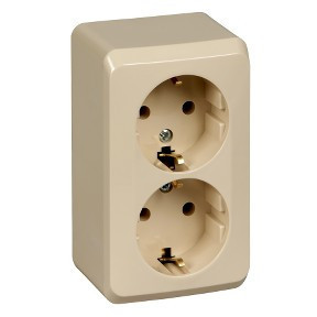 Розетка 2К+З без шторок 16А 250B Кремовая Systeme Electric Этюд PA16-007K