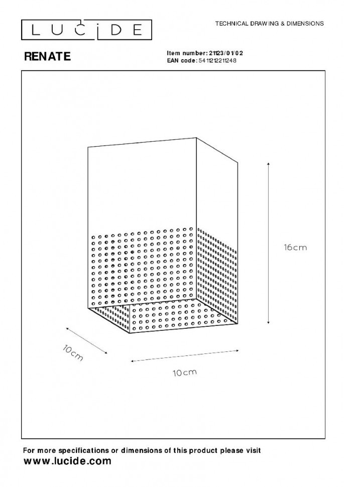 Накладной светильник Lucide Renate 21123/01/02