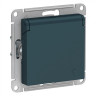 Розетка силовая Schneider Electric Atlas Design со шторками и крышкой, изумруд ATN000846