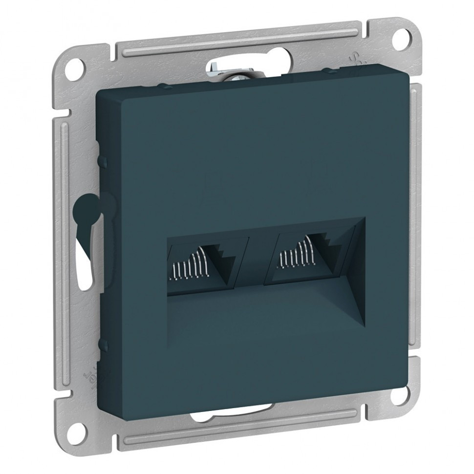 Розетка двойная Schneider Atlas Design RJ-45 кат. 5е, изумруд ATN000885