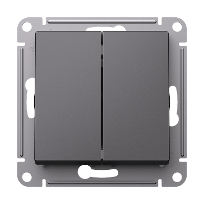 Выключатель двухклавишный Schneider Electric Atlas Design Базальт ATN001451