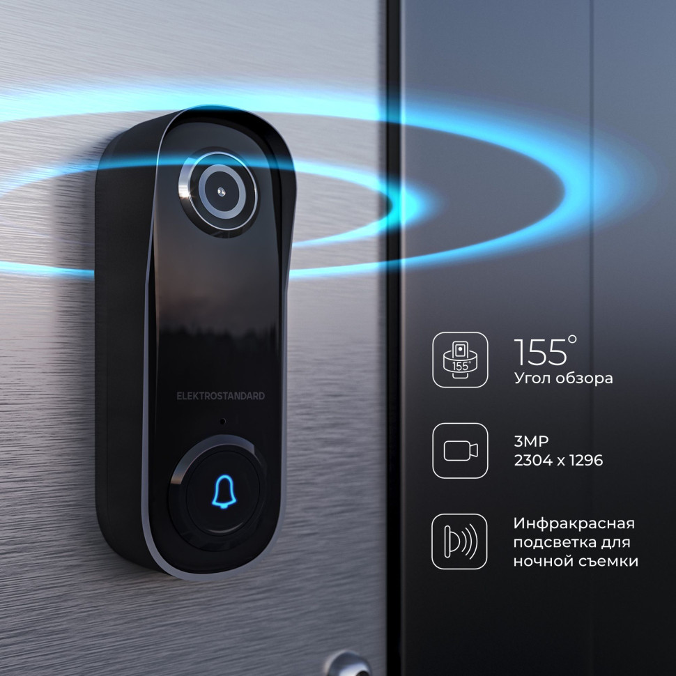 76106/00 видеозвонок Умный дом черный с питанием от сети 76106/00