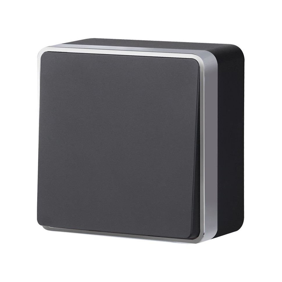 Выключатель одноклавишный проходной Gallant черный с серебром W5012034