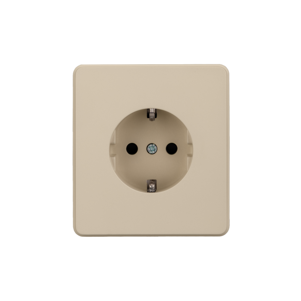 KRANZ Розетка ROUND 1-ая с/з с/у, со шторками 16А шелк KR-78-0701-7