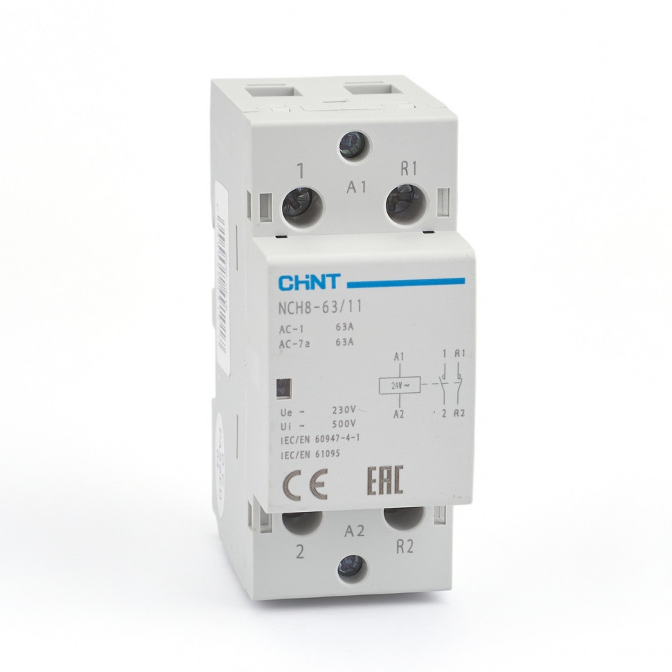 Модульный контактор CHINT NCH8-63/11 63A 1НЗ+1НО AC 24В/230В 50Гц 256096