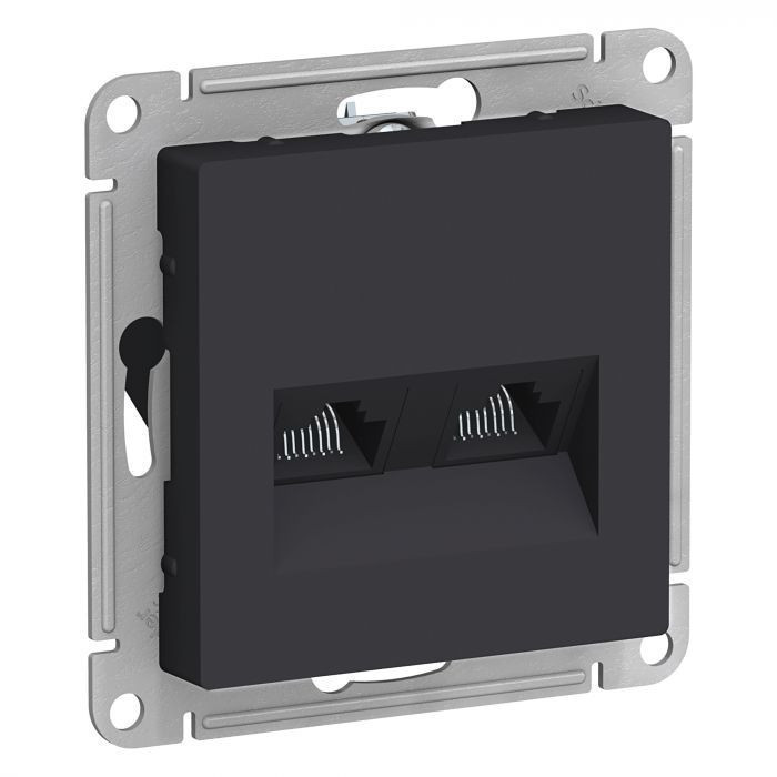 Розетка двойная Systeme Electric Atlas Design RJ-45 кат. 5е, карбон ATN001085