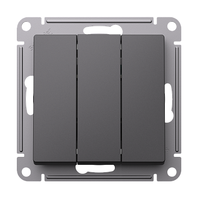 Выключатель трехклавишный Schneider Electric Atlas Design Базальт ATN001431