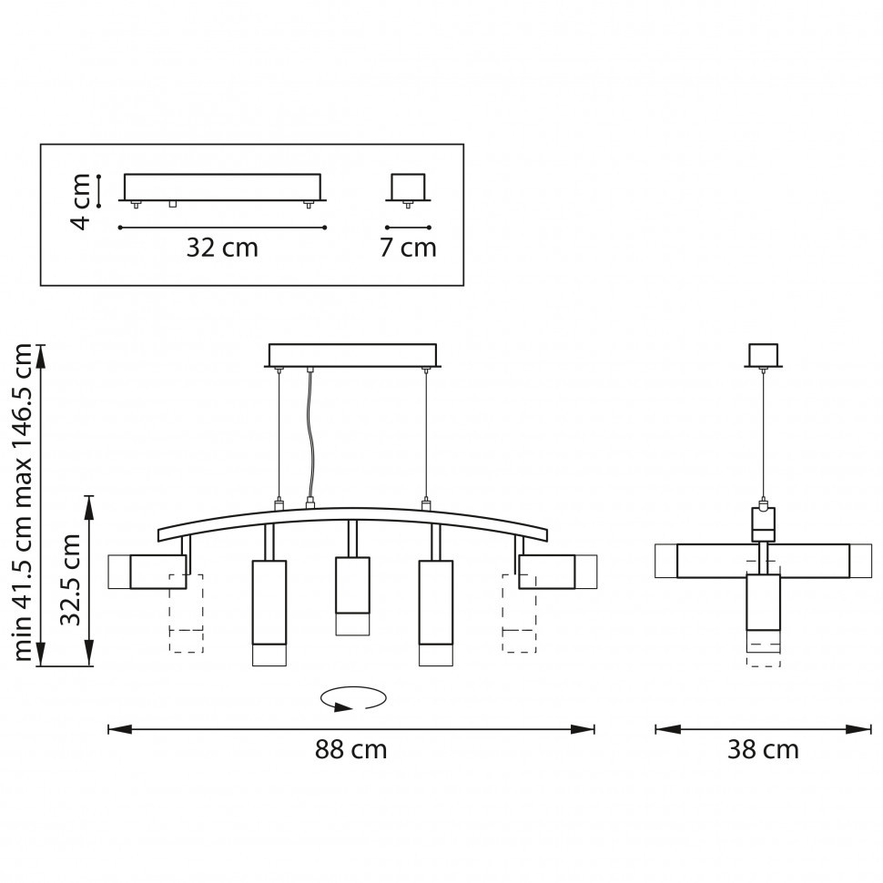 Подвесной светильник Lightstar Rullo LR7353638621 (571735+214436-3+214486-2+202431-5)